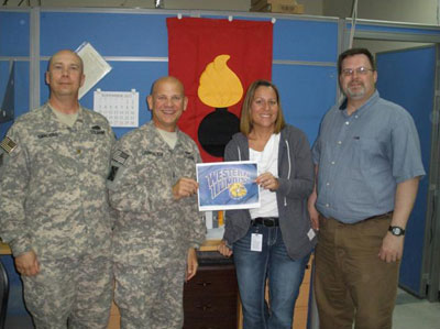 From Left to Right: MAJ Tim Sanders ‘02, CW4 Michael Carpentieri ‘95, Ms. Stephanie Hoover ‘04, Mr. Shawn McGee ‘02 & ‘03