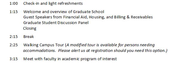 Open House Schedule