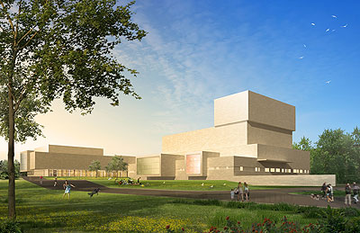 Architectual Rendering of Performing Arts Center from North East.