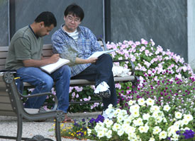 Students on campus.