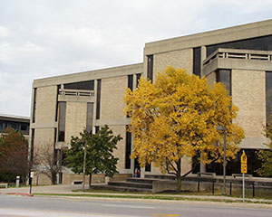 Photo of the Malpass Library in the fall.