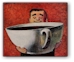 Illustration of person holding a very large coffee cup
