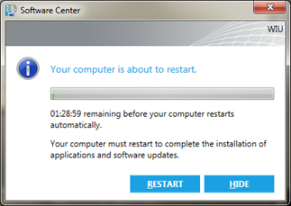 screenshot that states a restart is about to occur