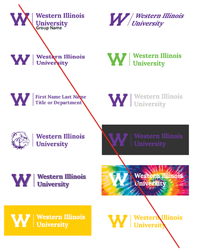 Examples of incorrect logo usage