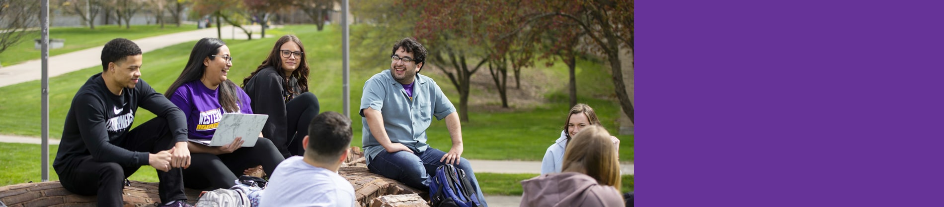 Students outdoors on the Macomb campus