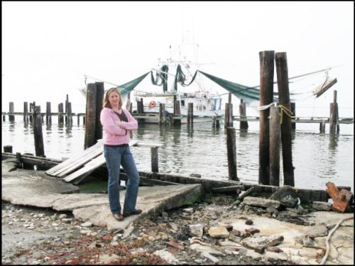 WIU Anthropology Professor Heather McIlvaine-Newsad is pictured in Grand Isle, LA, after Hurrican Katrina, where her disaster research first began. 