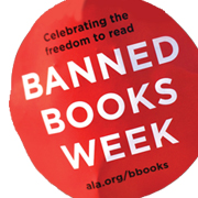 Stop sign graphic with text saying: Celebrating the freedom to read Banned Books Weeek